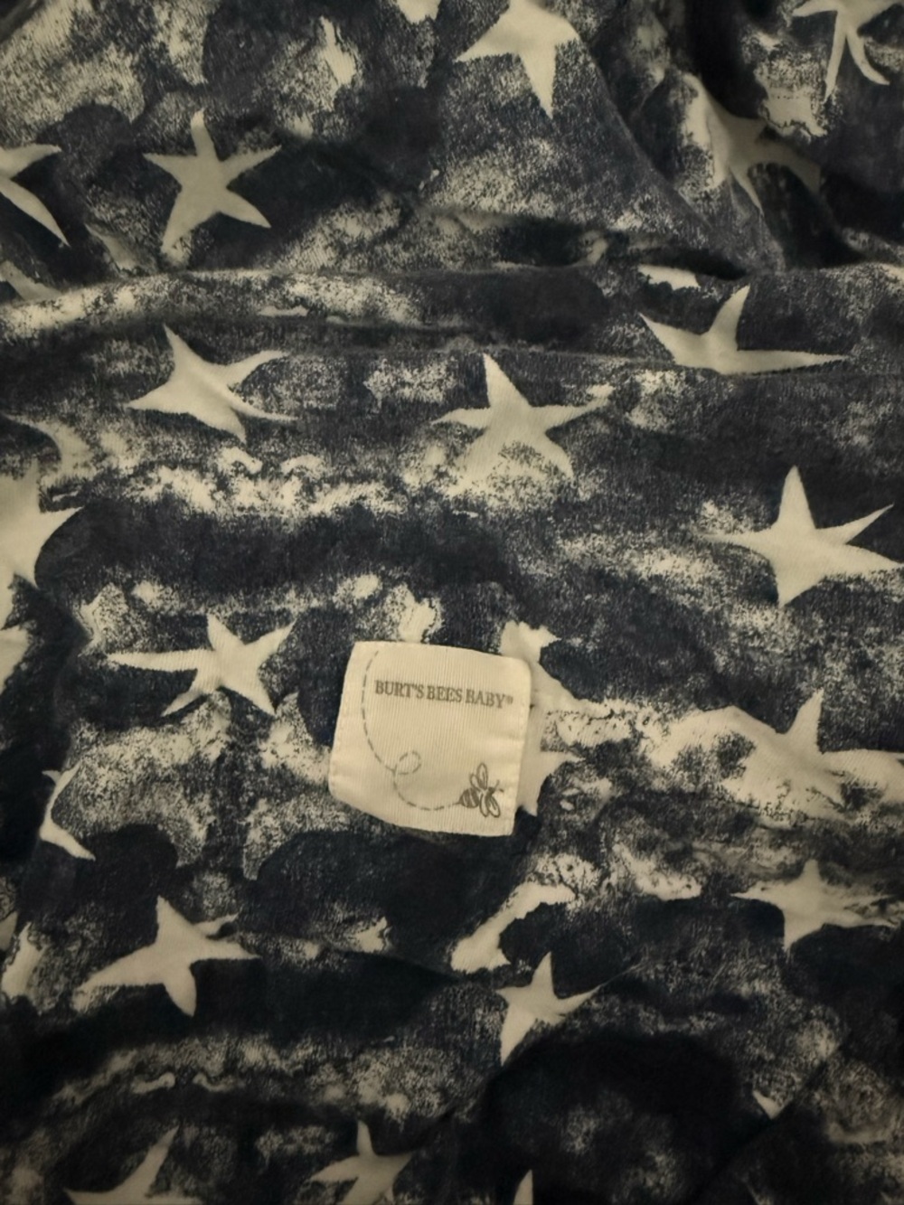 Burt's Bees Baby Star Print Crib Sheet- Navy & White